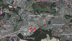 Localisation du projet de data center sur un plan de Saint-Quentin-en-Yvelines