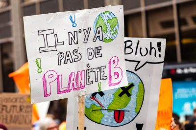 French banner during ecological protest