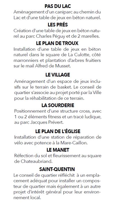 Projets retenus lors de l'appel à idées de Montigny (2022)